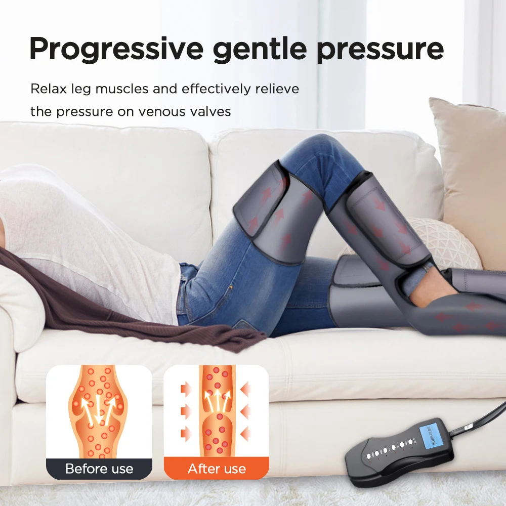 Compressione delle gambe per la circolazione 3 in 1 massaggiatore per piedi, polpacci e cosce, massaggio linfatico per la casa, stivali per il rilassamento muscolare_voghion.com