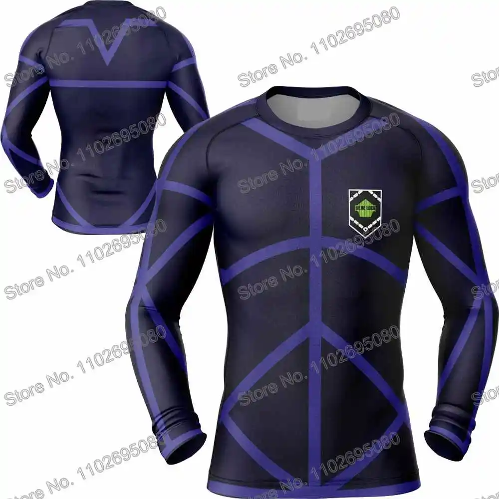 Blue Lock Cartoon Anime Diving T-Shirt Tight Long Sleeve Rash Guard BJJ MMA Swimwear Men Surf Clothing Beach Floatsuit Women GYM