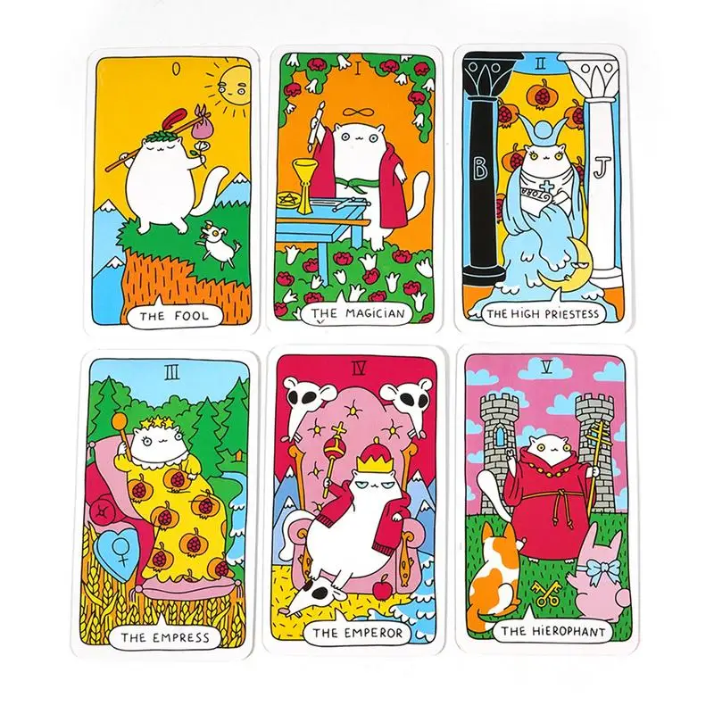 78Pcs Fortune Telling Tarot Cards Paws Tarot Divination Tools Standard Tarot Decks for Board Game Fate Divination Party Playing 3