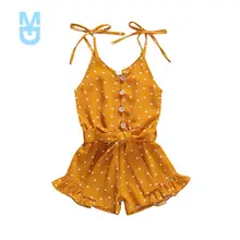 

New Summer Baby Girl Princess Jumpsuit Kid Chiffon Heart Leopard Halter Top Summer Romper Play suit Clothes 1-6 Years