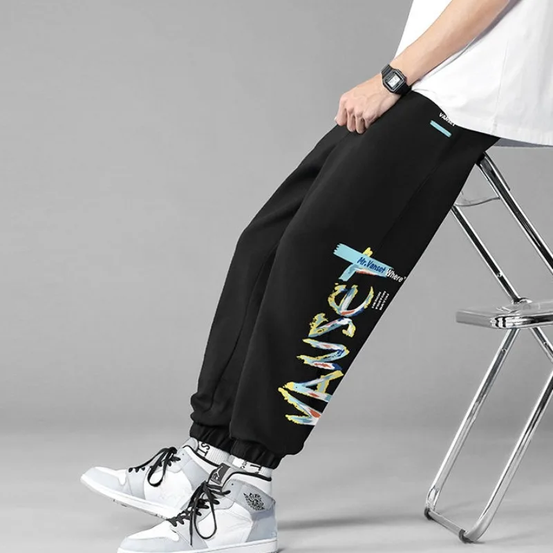 Man Sports Pants Black Cropped Trousers Graphic Autumn and Winter Tracksuit Sweatpants for Men Bottoms Slacks Training Big Size