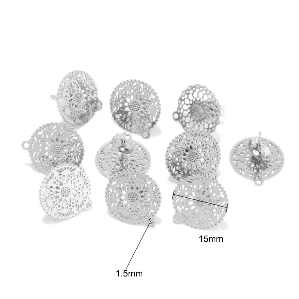 10 Stück Edelstahl Gold Farbe Hohle Blumen Ohrstecker für DIY Tropfen Ohrringe Baumeln Charms Verbinder Schmuckherstellung – Detail 9