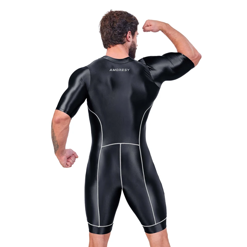 Sexy Japan Spandex Glossy Sports Tights Color-blocked Five-quarter Pants Swimwear Fitness wear Multi functional Cycling jumpsuit