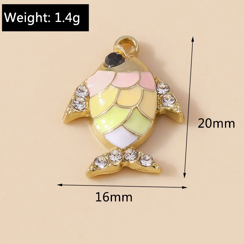 Leslie 10 Stück niedliche Emaille-Fisch-Charm-Anhänger für Halskette, Ohrringe, DIY-Armband, handgefertigte Schmuckherstellung, Zubehör, Zubehör – Detail 11