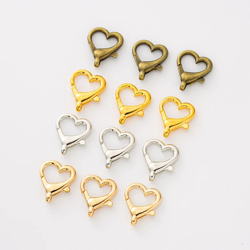 10 stücke Metall Liebe Herzform Karabiner verschluss Verbindung Schnalle für DIY Schmuck machen Schlüssel bund Anhänger Zubehör Material – Detail 2