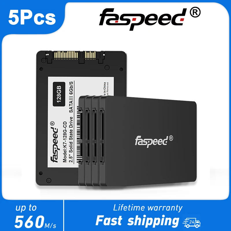 

Твердотельный накопитель Faspeed 2,5 дюйма, 5 шт., 512 ГБ, 256 ГБ, 128 ГБ, SSD 1 ТБ, 2 ТБ 2,5 Sata 3 HDD, внутренний жесткий диск для ПК, настольного компьютера, ноутбука