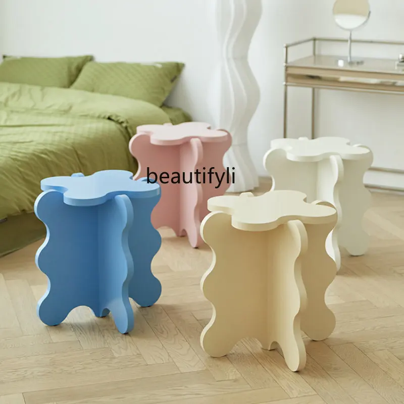 

Bedside Table Ins Style Living Room Sofa Petals Side Table Corner Table Cream Color Decoration Table-Console Coffee Table