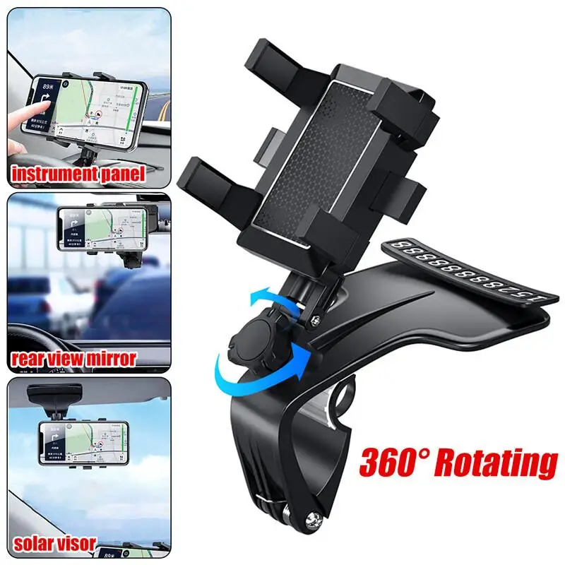 Car Phone Holder for Sun Visor 180 Rotatable and Foldable