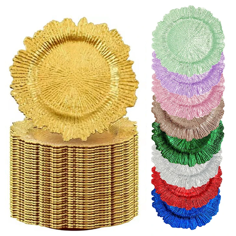 Gold Reef Charger Plates 6 Pack Plastic Decorative Underplates For Dinner Plates Party, Wedding Table Settings From Daye10, $20.06