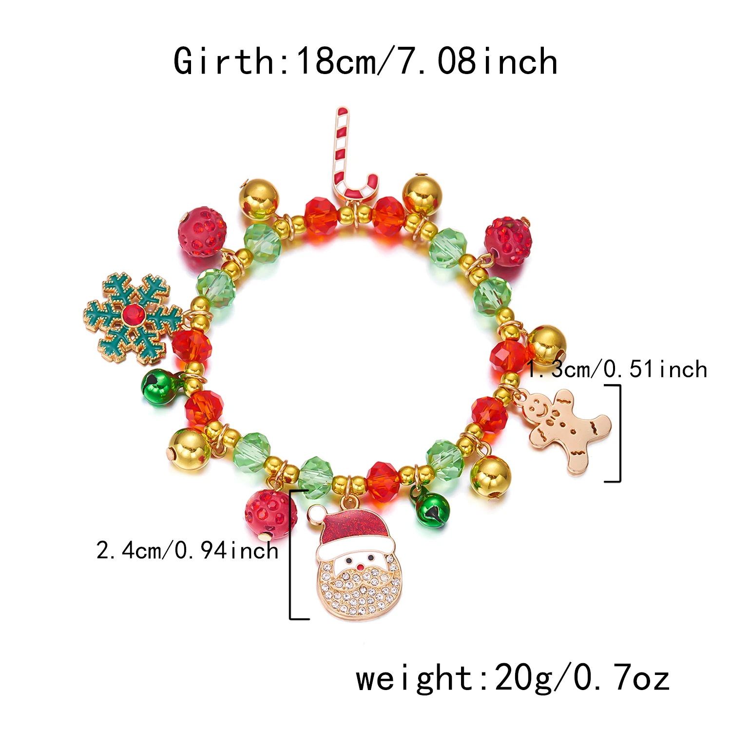 Einfaches Armband-Set für Weihnachten, Weihnachtsmann, Süßigkeiten, Schneemann, für Damen, glänzendes Lebkuchenmann-Armband, Party-Schmuckzubehör – Detail 10