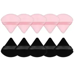 MAANGE Soft Plush Triangle Powder Puff Set - Versatile (10 pcs Pink Black)