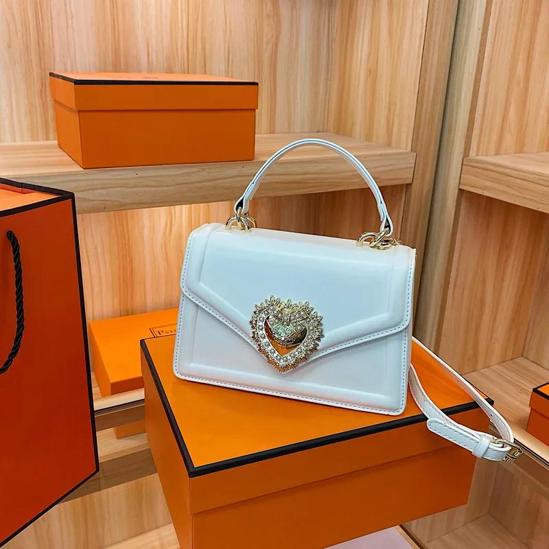 Bolso bandolera cuadrado pequeño para chica, de piel brillante con textura retro, moderno, de color liso, para hombro, de PU Mate