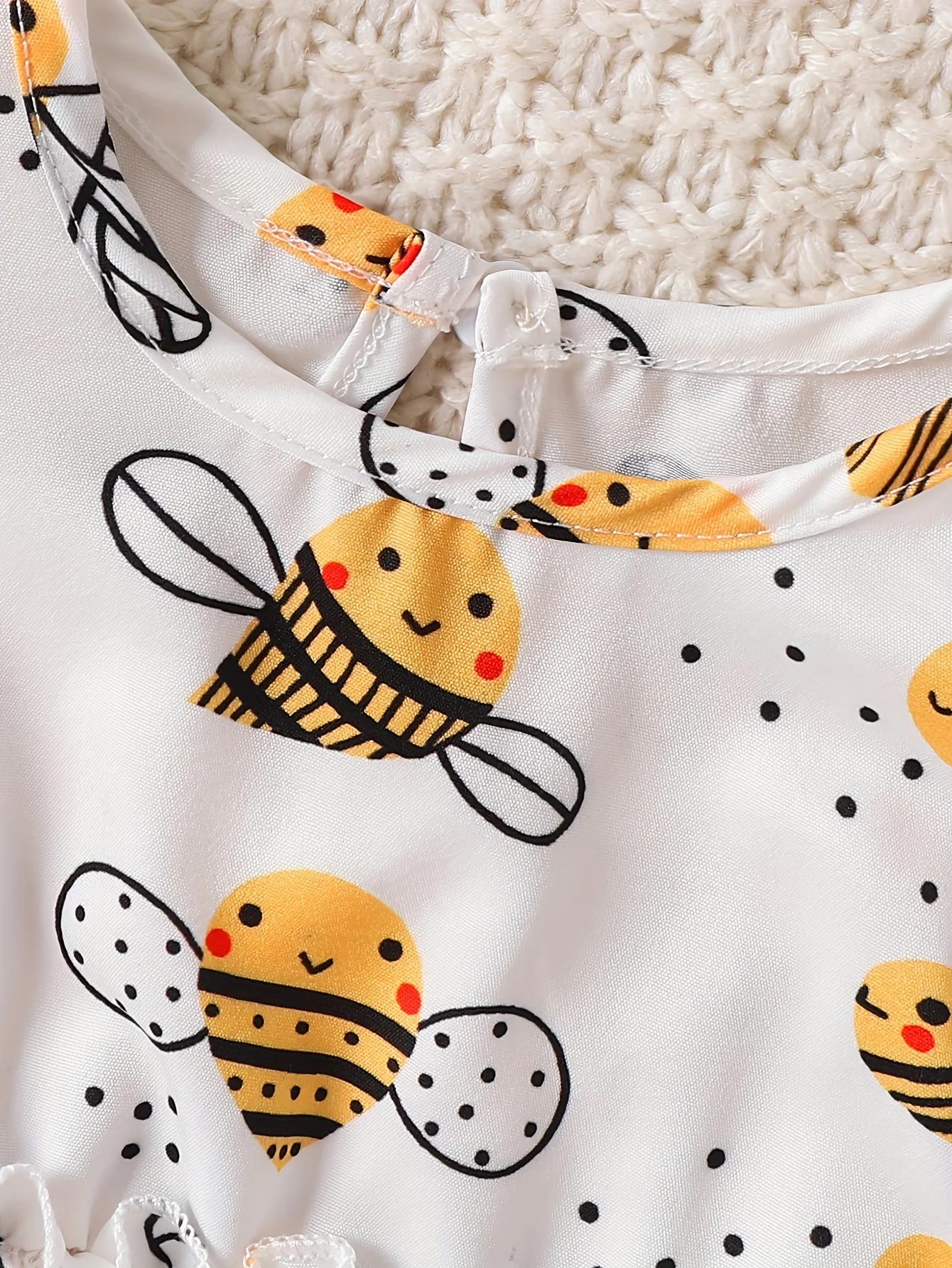 Single-Piece Baby Girl Casual Dress for Spring and Summer, Cute Style, Milk Silk, Fun Cartoon Bee Digital Print Pattern, Mesh Baby Girl Dress 6
