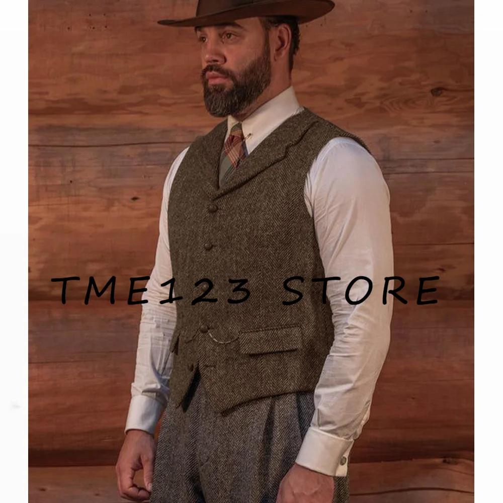 

Men's Vest New Men's Herringbone Pattern Vest Business Casual Single-breasted Sleeveless Vest Suit Male Vests Gilet Mens Formal