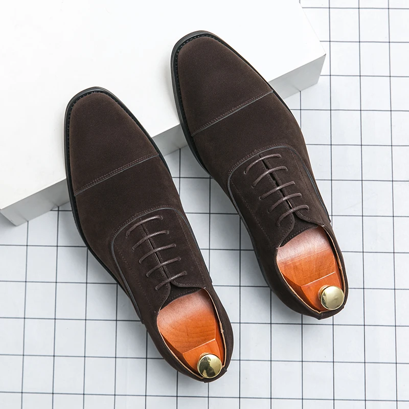 Men Derby shoes casual gentleman fashion business men dress shoes suede leather classic