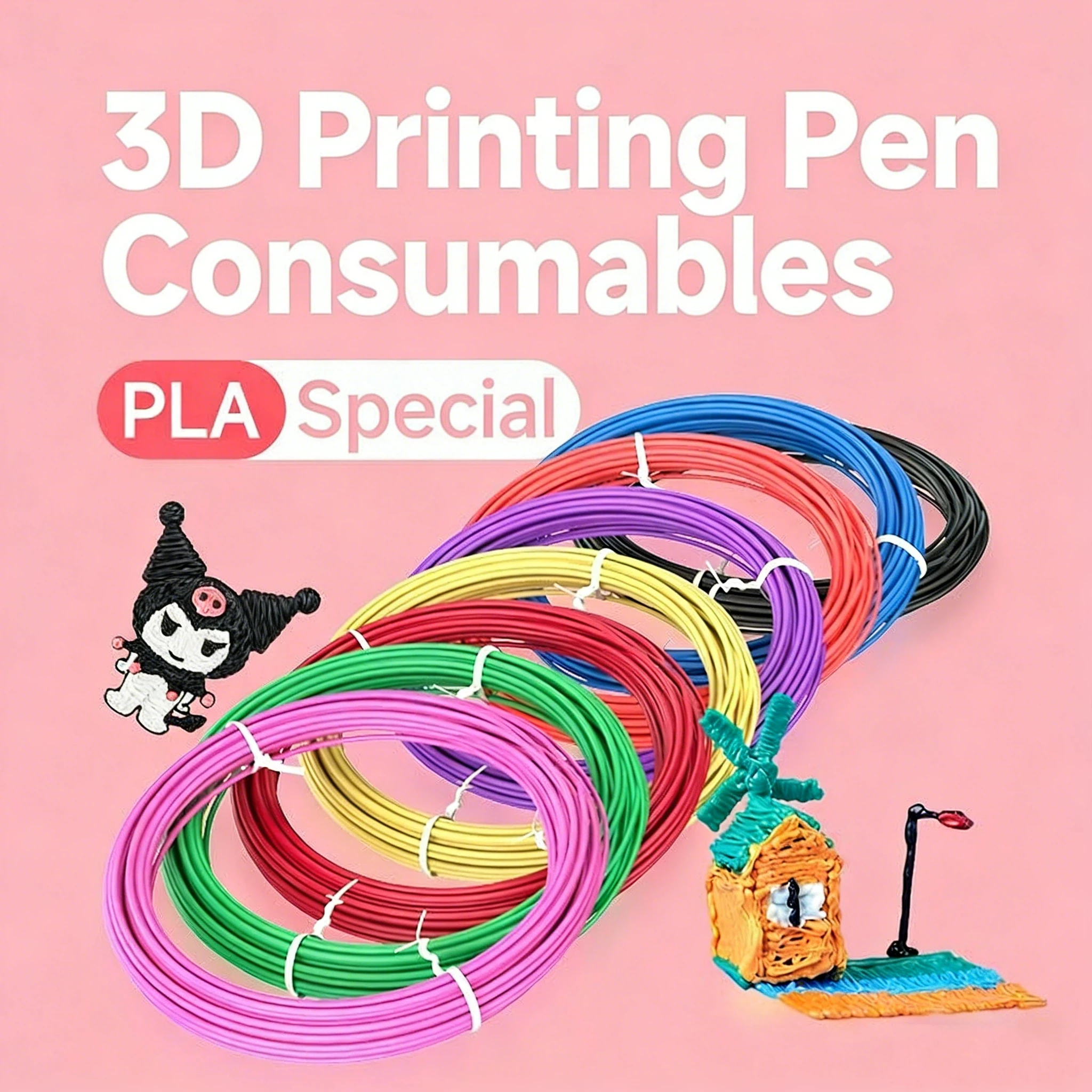 1.75mm PLA 필라멘트 200M/롤 무독성 저취 3D 프린팅 펜 리필, 어린이 DIY 수제 프로젝트를 위한 10/20/30가지 색상 선택 가능