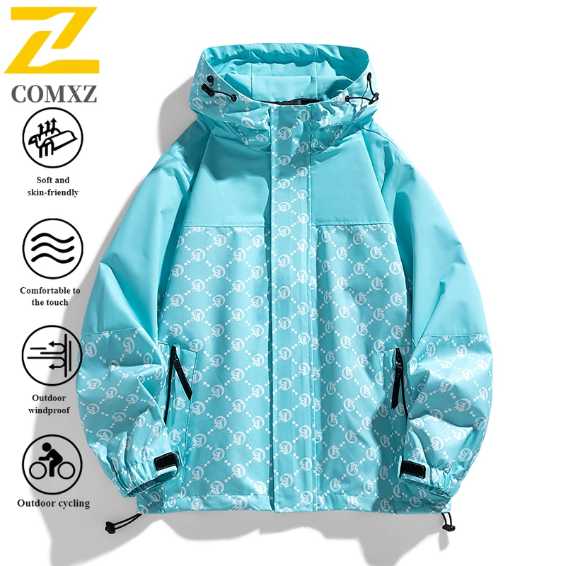 EiAO Windbreaker Colorblock Hooded  Unisex Waterproof Windproof mountaineering  camp Coat for Urban Outdoor Hiking Camping 2025