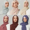 Fashion Pearl Chiffon Hijab Shawls Of Muslim Women Solid Color Head Wraps Scarf For Ladies 1