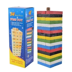 Wiss – 54 blocs de construction en bois, jouet Jenga 