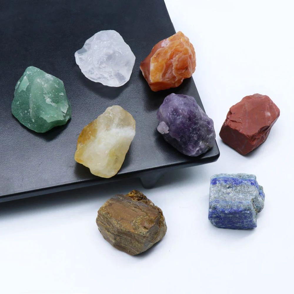 7-Chakra-Kristallstein-Ornament-Set, natürlicher klarer Quarz, Citrine, Energieheilung, Fengshui-Geburtsstein, Heimdekoration – Detail 8