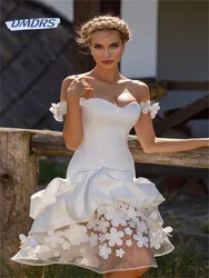 Beach Off The Shoulder 3D Flower Wedding Dress Classic Appliques Sweetheart Neck Bridal Gown Romantic Vestidos De Novia