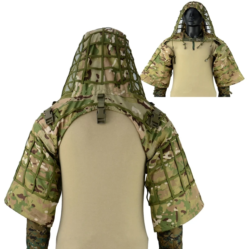 

Hunting CS Camouflage Tactical Ghillie Hood Tactical WarGame Lightweight Sniper Ghillie Suit Foundation