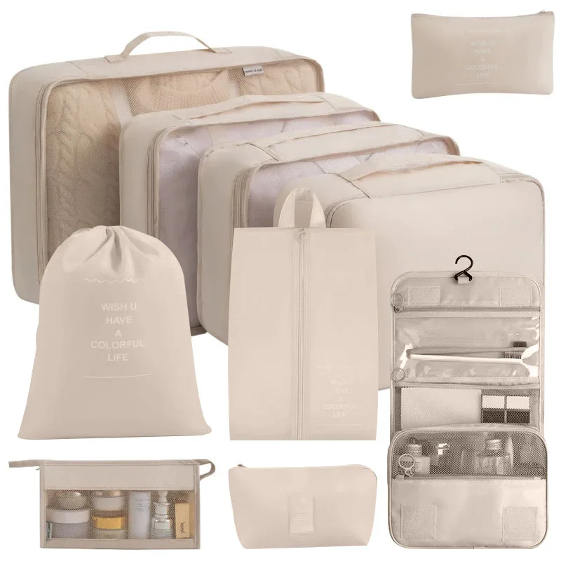 10-Piece Travel Packing Cube Set - Portable Wardrobe & Luggage Storage Bags