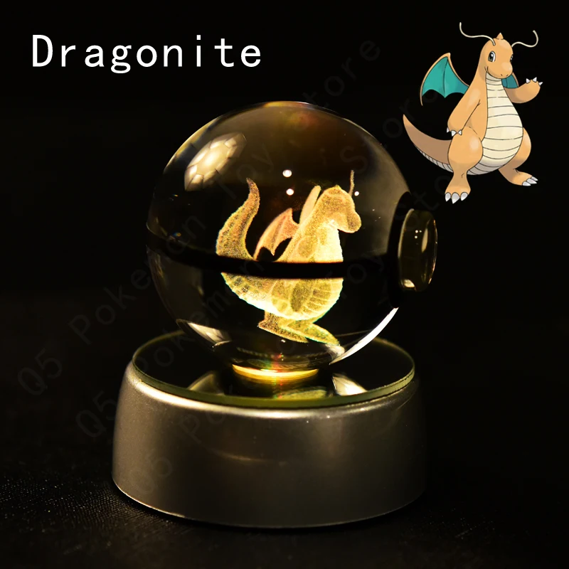 thumbnail image 1 of Figuras de Pokémon en forma de bola de cristal 3D, Pikachu, Gengar, Mew, Mewtwo, base de lámpara, estatua de bola de cristal 3D de Pokémon, regalo de cumpleaños para niños, 1 of 5