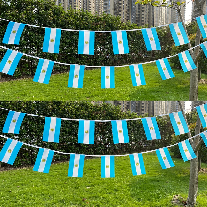 Aerlxemrbrae 20 개/몫 아르헨티나 깃발 14x21cm 아르헨티나 문자열 배너 멧새 축제 파티 