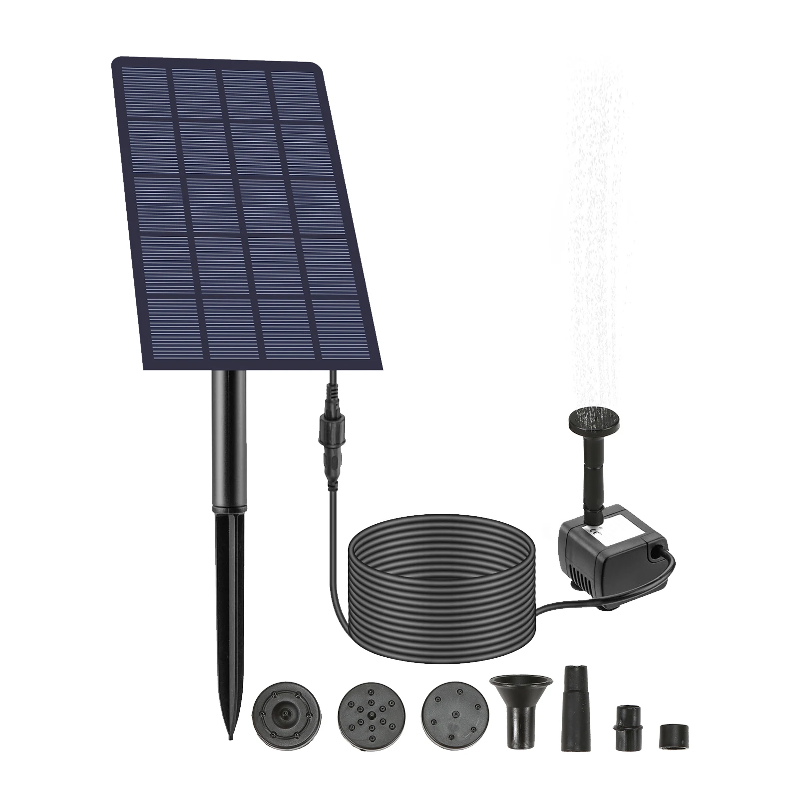2.5W Solar Fountain Pump 4 Nozzles DIY Submersible Water Pump for Fish Tank Garden Pool Aquarium