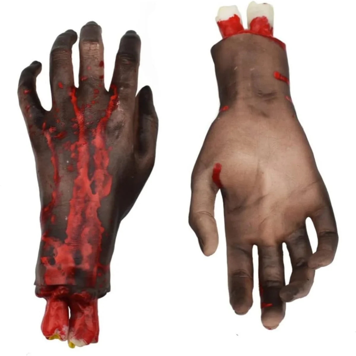 Accessoires Halloween Mains Et Pieds Sanglants - Lot Avec Jambe, Main Et Doigts Cassés - Latex Réaliste Pour Décorations Effrayantes - 4