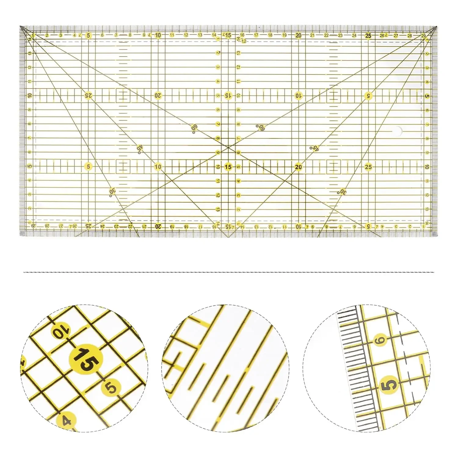 Quilters Ruler with Double Colored Grid Lines 5