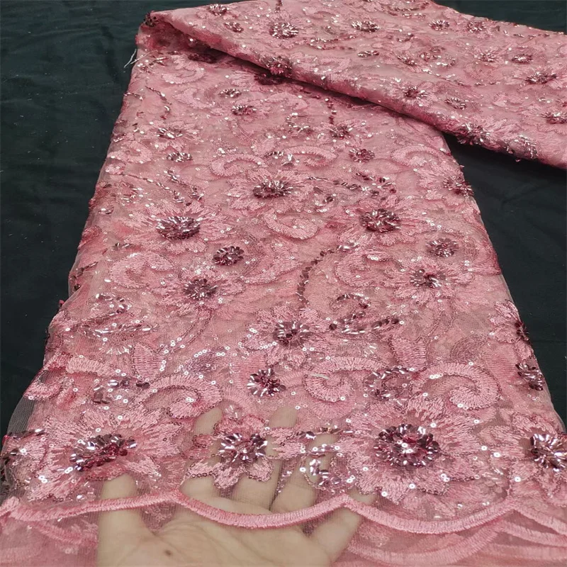 

High Quality African Lace Fabric, White French Net Sequins Fabric, Sewing Embroidered Tulle, Nigerian Lace Fabric, 2.5Yards