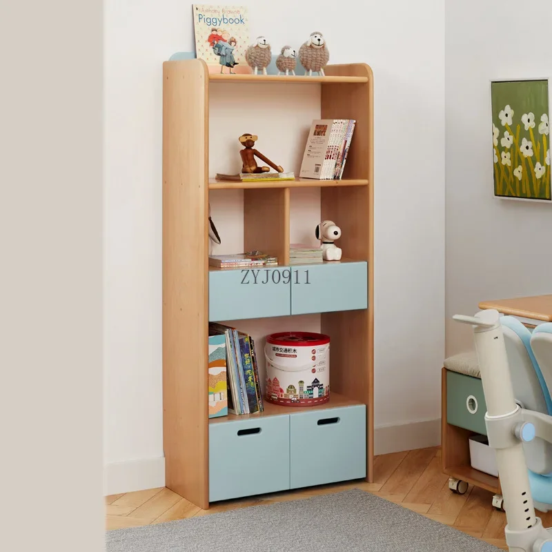 **Children's bookcase Modern simple household solid wood locker Children's room Large capacity storage locker