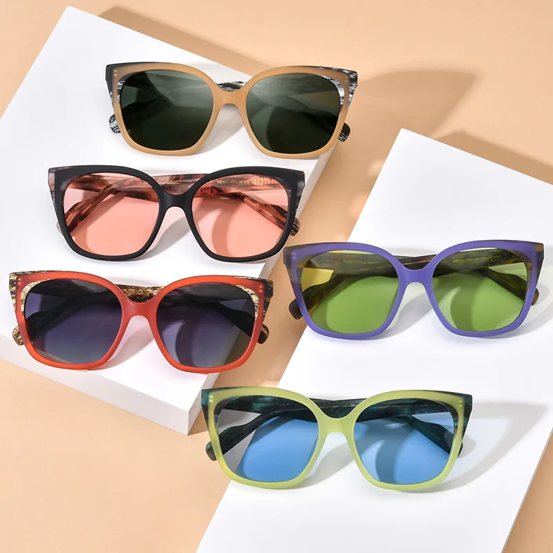 

Retro Polarized Sunglasses Frosted Panel Square Eyeglasses Women Men Acetate Frame Sun Glasses Driving Fishing UV400 Outdoor