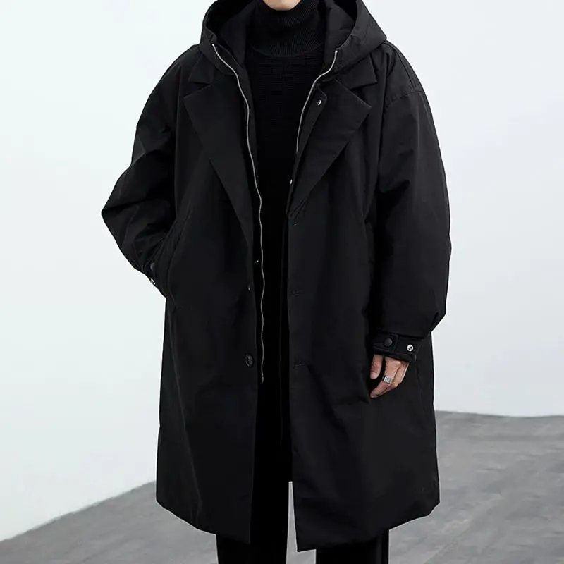 Spring and Autumn New Fashion Solid Color Windproof Long Trench Coat Men's Casual Loose Large Size High Quality Coat M-5XL