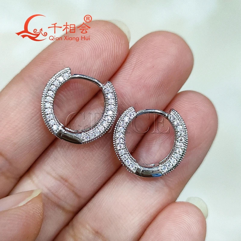 

S925 silver 4mm circle earrings ear stud melee D vvs white moissanite stone Earing earrings for jewelry woman gift