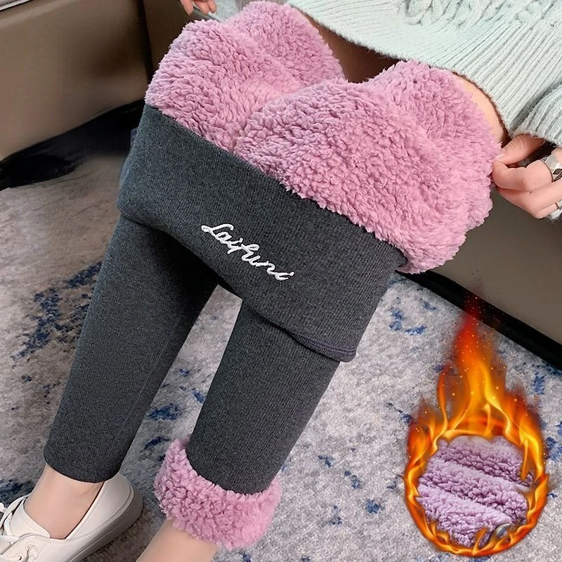 

Autumn and Winter Super Thick Cloud Fleece Leggings Women's High Waist Plus Fleece Extra Thick Lamb Fleece Warm Cotton Pants