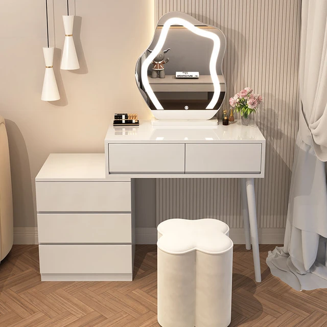 Cream Style Bedroom Chest of Drawers Dressing Table Integrated Modern  Simple Retractable TV Cabinet Makeup Storage Cabinet - AliExpress