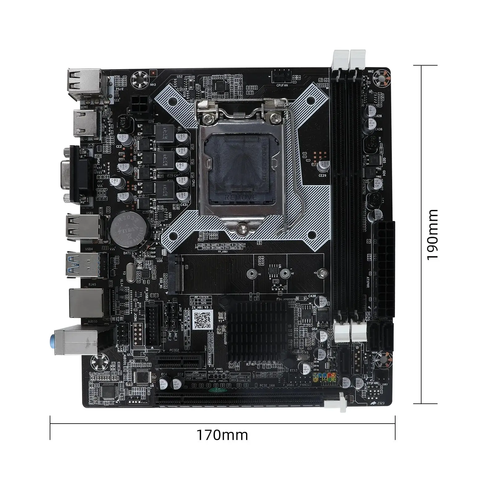 ZX-H81 Motherboard LGA 1150 Support i3 i5 Processor DDR3 RAM H81 Mainboard