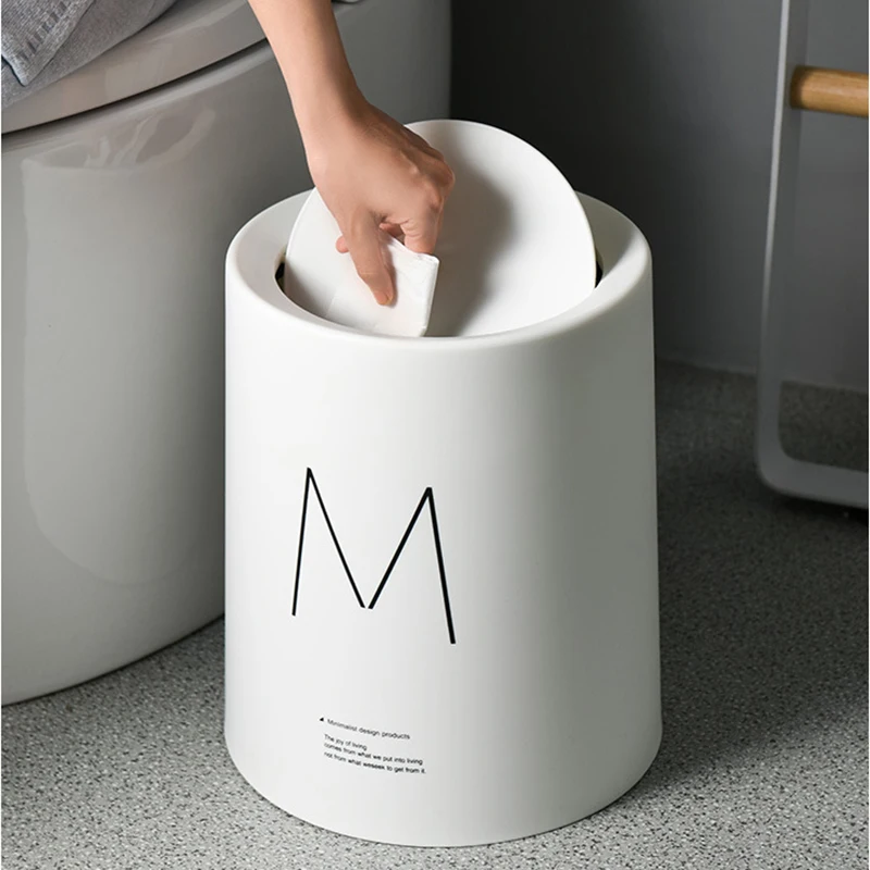 

8L Nordic Simple Plastic Trash Can Office Bathroom Kitchen Trash Bin Living Room Bedroom Garbage Household Waste Bin With Lid