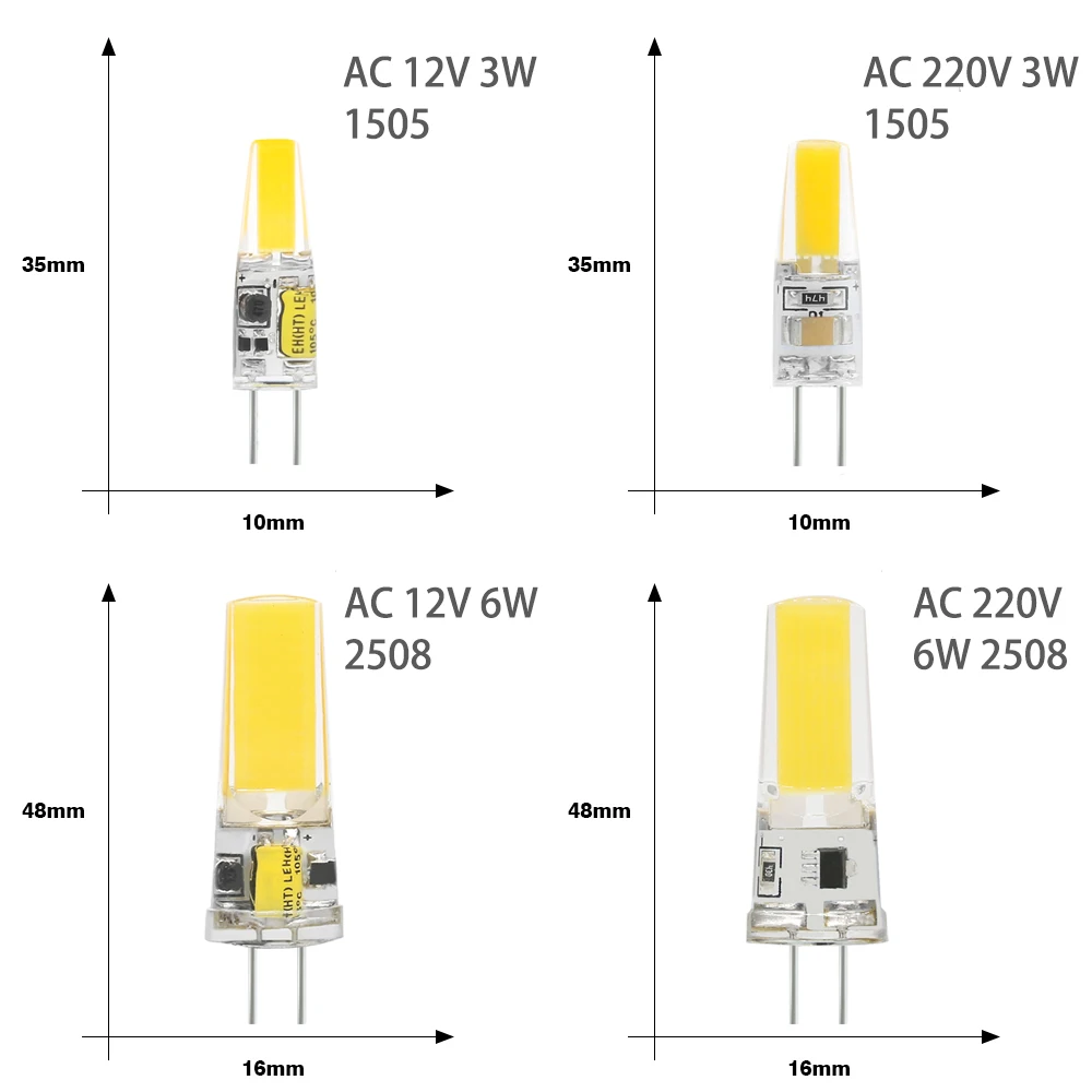 10개/묶음 LED COB 램프 G4 E14 E27 LED 전구 디밍 가능 미니 COB 램프 LED 조명 할로겐 스포트라이트 샹들리에 LED 램프 교체