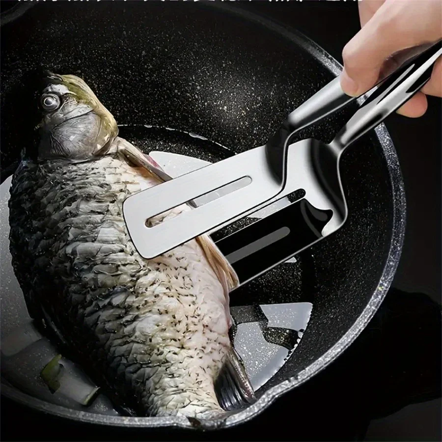 Kitchen Utensils Multifunctional Food Tongs Stainless Steel BBQ Bread Clip Durable Frying Shovel Clip Fried Fish Shovel Household Kitchenware