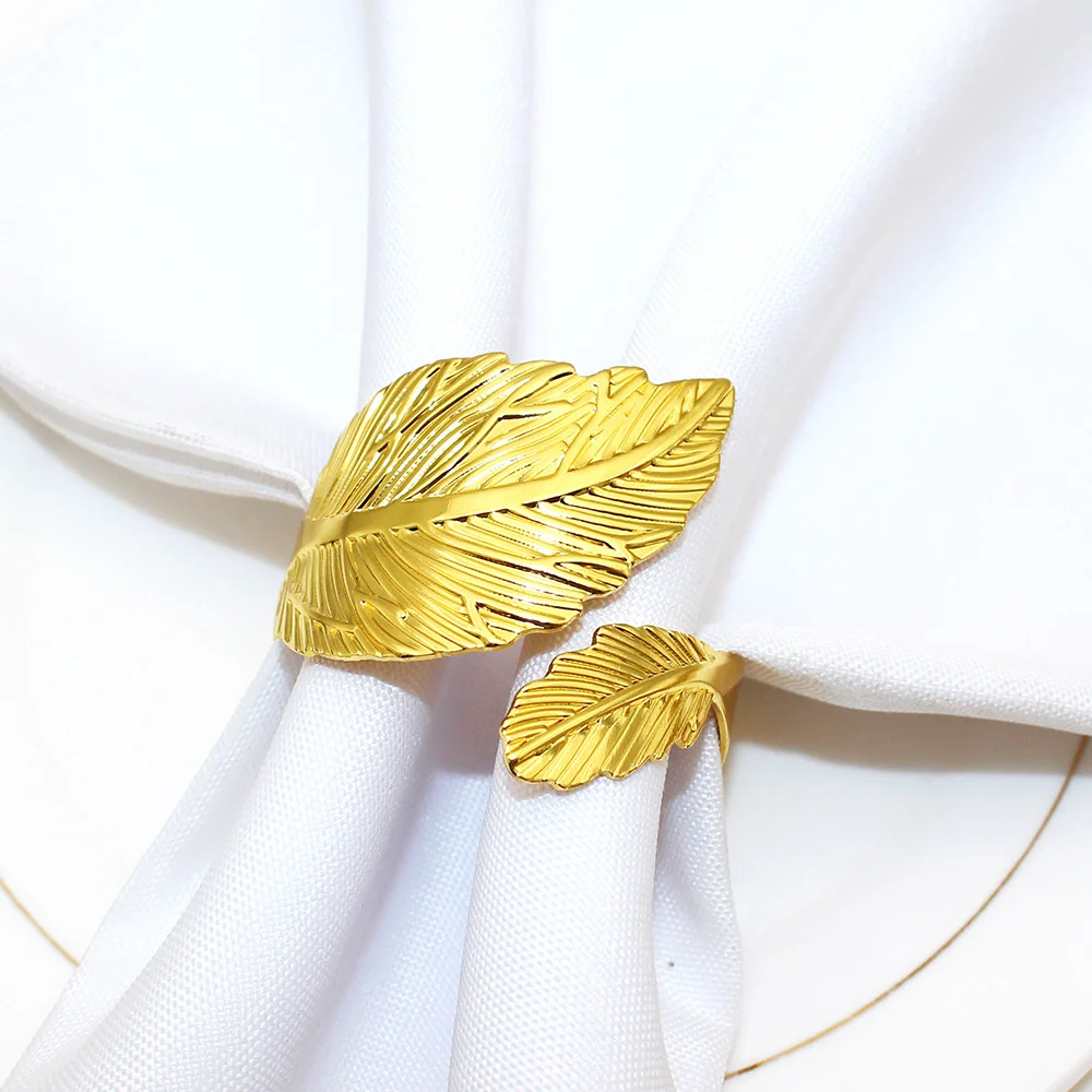 8Pcs Matte Gold Napkin Ring Fall Leaf Napkin Holder for Thanksgiving Easter Christmas Wedding Party Dinner Table Decor ERL36