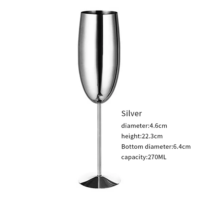 304 stainless steel Champagne Cup Wine Glass Flute Champagne Cup silver