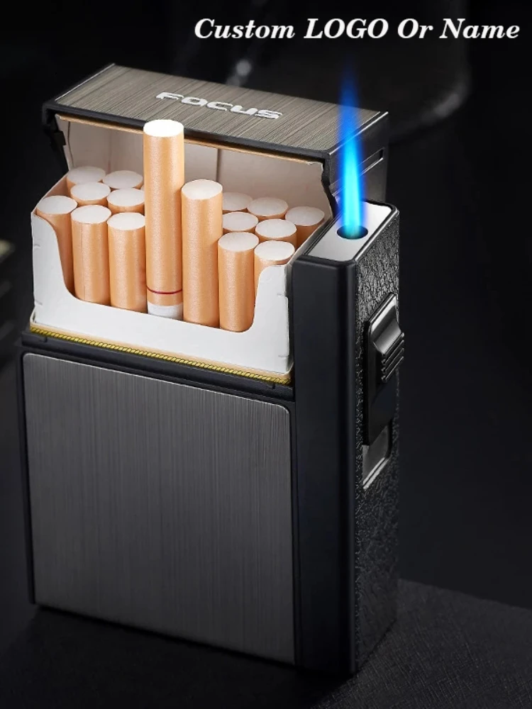 New Cigarette Case Lighter Integrated Detachable 20 Cigarette Case Butane  Windproof Straight Into The Lighter Men's Smoking - AliExpress