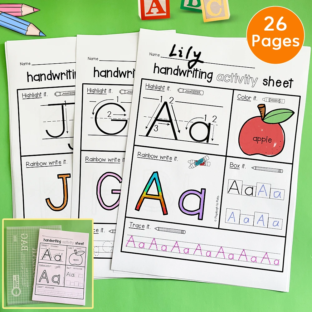 26 Pages ABC Letter Alphabet  Homework Activities Passages kid workbook practice Handwriting Practice Book for kid Preschoolers 2