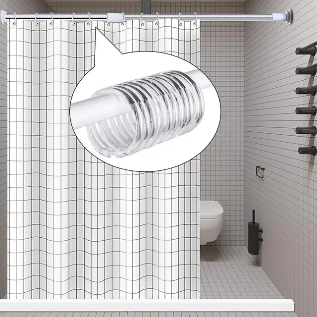 Anelli Per Tenda Doccia A Forma Di C - 12 Pezzi In Plastica Bianca, Per Aste Fino A 2.5cm