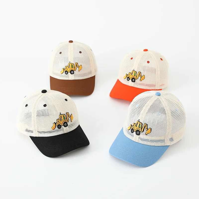 Doitbest 여름 소년 소녀 모자, 야구 굴삭기 자수 메쉬 태양 모자, 용수철 어린이 피크 캡, 야외 스냅백 Gorras