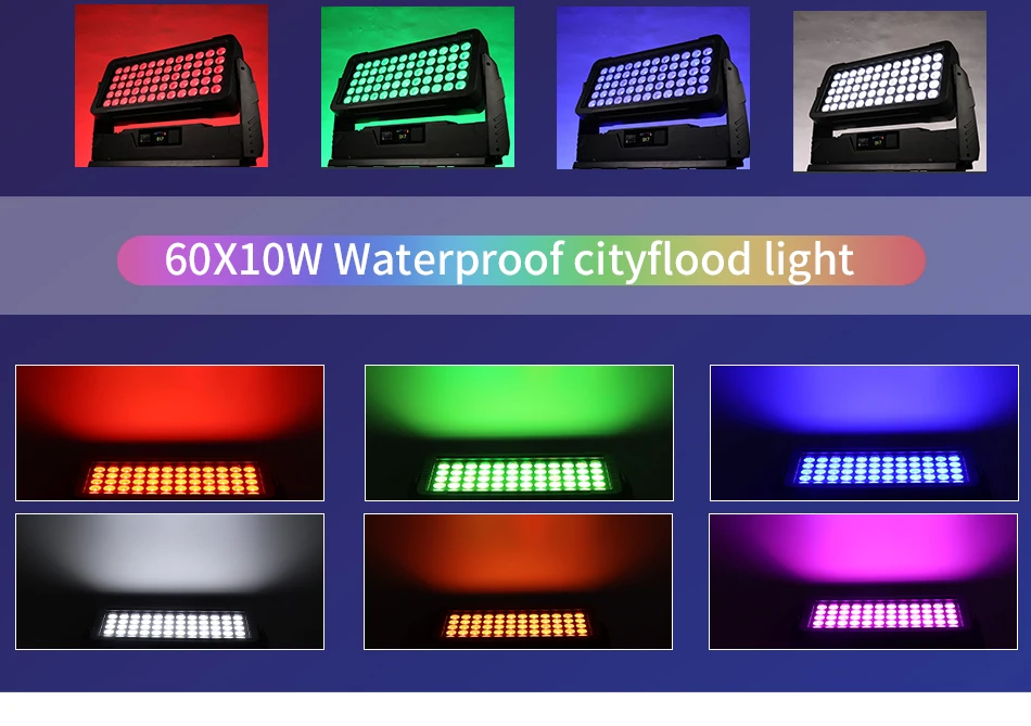 IP65 DMX 60x10W 4-in-1 RGBW City Flood Light Outdoor Wasserdichtes LED-Stadtfarbenlicht Bühnenbeleuchtung Partylicht – Detail 8